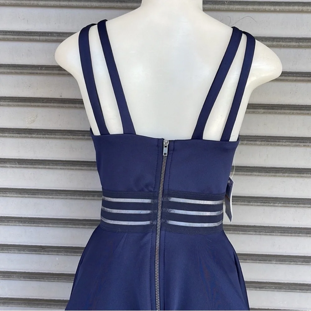 City Studio Navy Fit-and-Flare Mini Dress with Striped Waist Size 3 - Picture 8 of 11